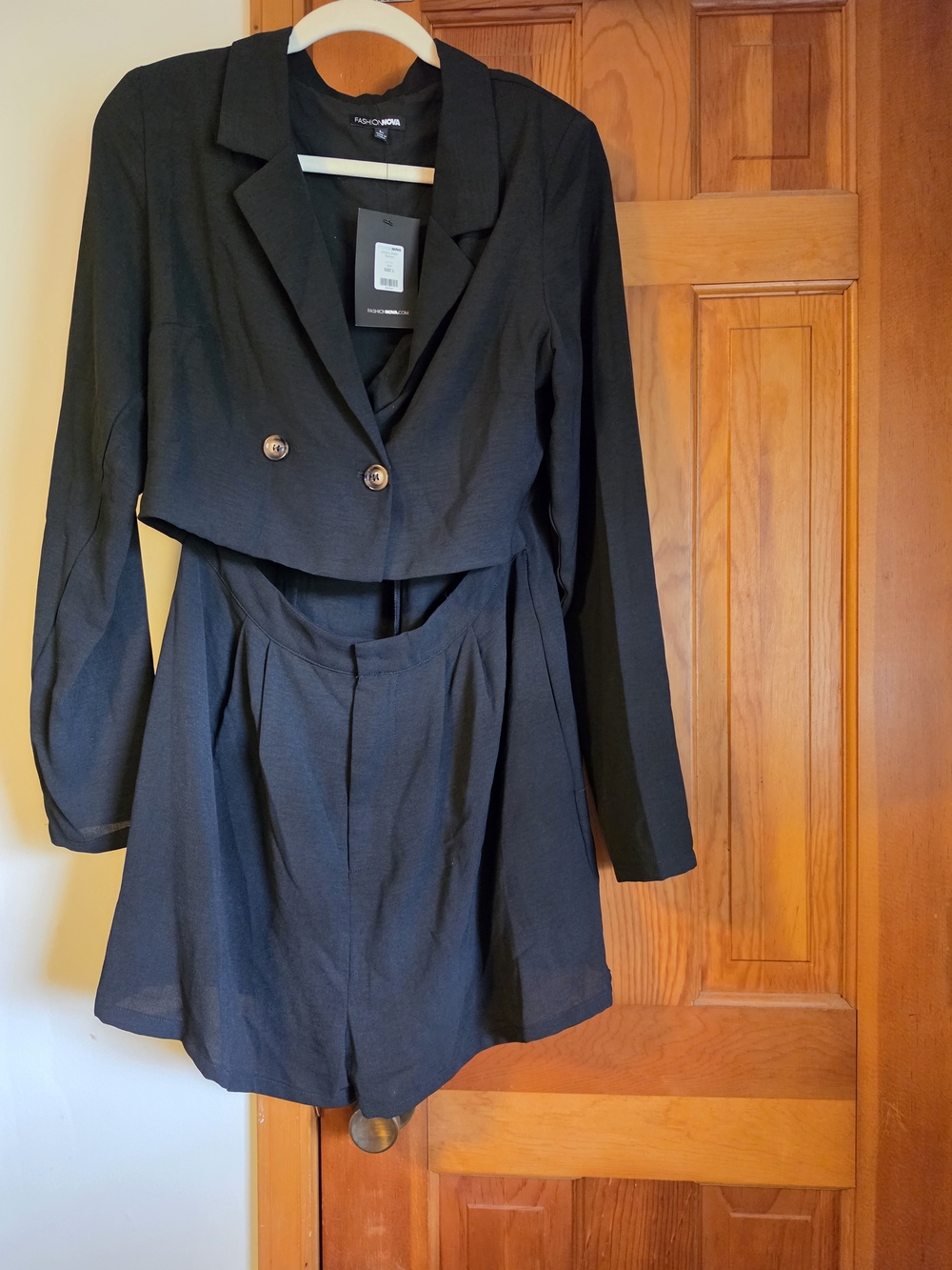 Fashion Nova Black Cropped Blazer Romper